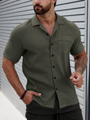 Manfinity CasualCool Homens Bolso Com Aba Abotoar Camiseta