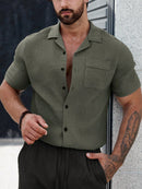 Manfinity CasualCool Homens Bolso Com Aba Abotoar Camiseta