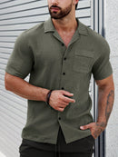 Manfinity CasualCool Homens Bolso Com Aba Abotoar Camiseta