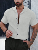 Manfinity CasualCool Homens Bolso Com Aba Abotoar Camiseta