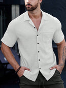 Manfinity CasualCool Homens Bolso Com Aba Abotoar Camiseta