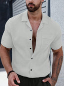Manfinity CasualCool Homens Bolso Com Aba Abotoar Camiseta