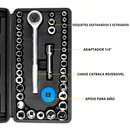 Kit De Ferramentas 46 Peças Jogo De Soquetes Chave Catraca Reversível Com Maleta Jogo De Ferramentas Completo