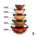 Conjunto Tigela Vidro Bowl Marmita Tampa 5 Peças Pote Hermético
