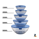 Conjunto Tigela Vidro Bowl Marmita Tampa 5 Peças Pote Hermético