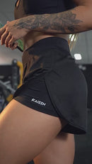 Shorts compressão 2 em 1 feminino para academia caminhadas e corrida