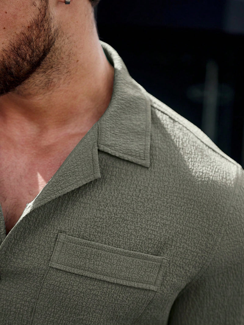 Manfinity CasualCool Homens Bolso Com Aba Abotoar Camiseta