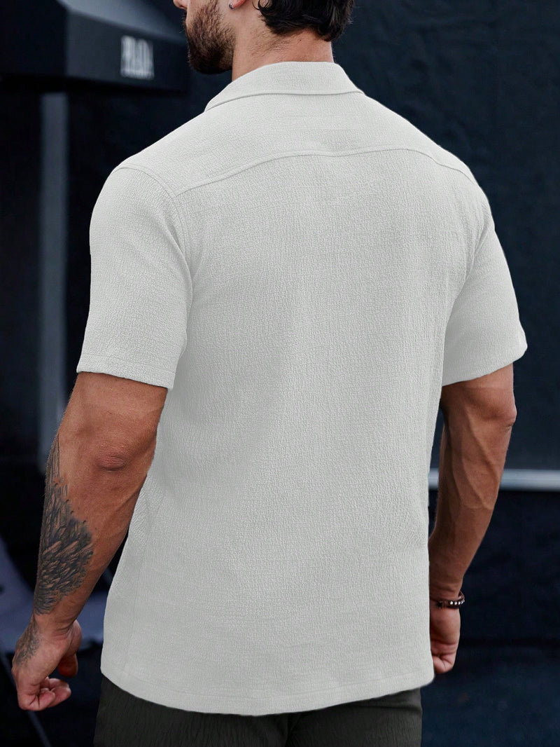 Manfinity CasualCool Homens Bolso Com Aba Abotoar Camiseta