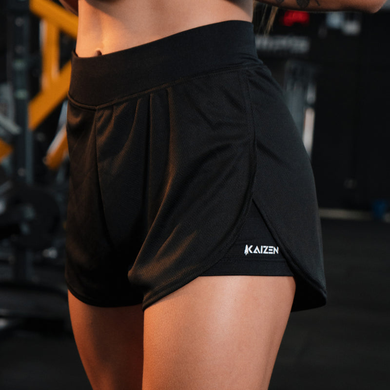 Shorts compressão 2 em 1 feminino para academia caminhadas e corrida