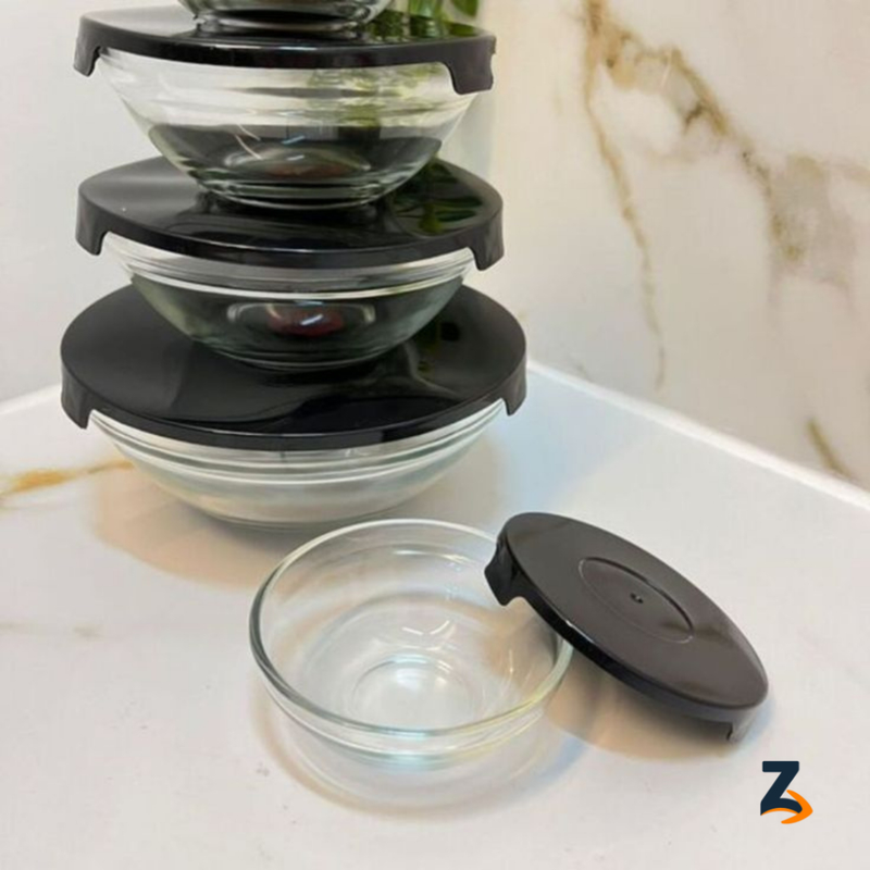 Conjunto Tigela Vidro Bowl Marmita Tampa 5 Peças Pote Hermético